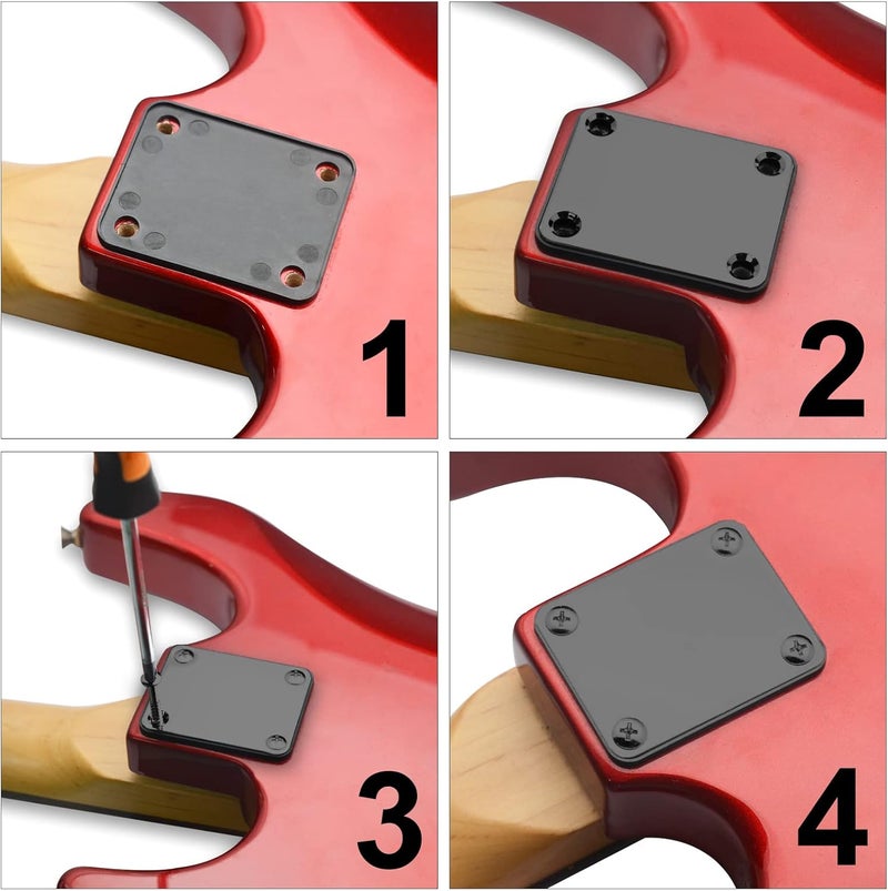 MAXCHEER Electric Bass Guitar Neck plate Guitar Neck Joint Connecting Strengthen Plate Guitar Parts (Black) - Image 2